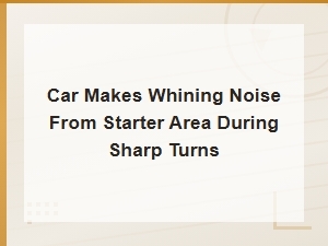 Diagnosing Whining Noise From the Starter During Sharp Turns